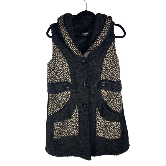 Papa textured high pile fuzzy tunic vest Wool Blend big Buttons artsy size L - Picture 1 of 11